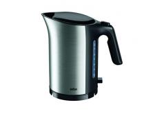 Braun WK5100BK Bollitore Potenza 2200 W, 1,7 litri, Filtro Anticalcare rimovibile, Coperchio con Facile Apertura, Misuratore Acqua Trasparente, Nero e Argento