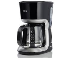 AEG PerfectMorning KF3300, Macchina per il caffè, 1080 Watt, 1,5 litri, indicatore livello dellacqua, valvola anti-goccia, funzione mantieni calore, Nero/Argento