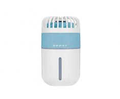 BEPER P206VEN410 Mini Ventilatore con nebulizzatore, Bianco e Azzurro, Luci LED Multicolore