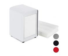 relaxdays Portatovaglioli da Bar, retrò, Salviette Piccole, per Gelaterie, caffè, Bistro, HxLxP: 15x9,5x11, Bianco, Acciaio