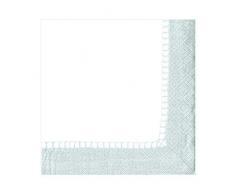 Caspari - Confezione da 15 tovaglioli Luncheon Linen Border, Tessuto, Argento, 16,5 x 16,5 x 0,02 cm