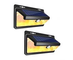 GRIFEMA DG1004-158, Luce Fiamma Solare Esterno 158 LED, Lampade da Muro con Sensore di Movimento, 2 Pezzi