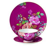Wedgwood Garden Tea Plate Set Set da 3 pezzi per tè, mora (tè, piattino e piatto 20,3 cm) lampone