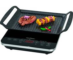 Proficook-ITG 1130 2 in 1 barbecue da tavolo Induzione e singolo piano piatto, Sensore Touch pannello di controllo elettronico con display a led, Nero