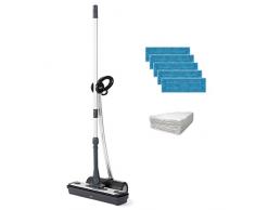 Polti Moppy Black Premium Lavapavimenti a Vapore Cordless, Extra Dotazione Panni, per Tutti i Pavimenti e Le Superfici Verticali Lavabili, rimuove ed elimina il 99,9%* di virus, germi e batteri