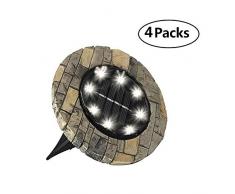 GRIFEMA DG2009, Luci Solare a Terra con IP65 Impermeabile, Lampada Giardino 8 LED, 4 Pezzi