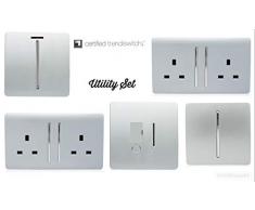 Trendi interruttore artistico moderno lucido interruttori e prese ripostiglio commerciale/Multi Buy confezione in argento