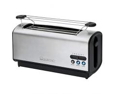 Clatronic Ta 3687 4 Tostapane a Disco Lungo, Funzione di centratura, alloggiamento, 1200 W, Nero/Acciaio Inox