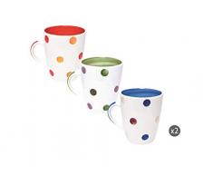 Excelsa Pois Set 6 Tazze Mug, Ceramica, Multicolore