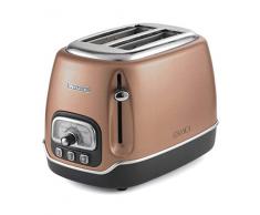 Ariete 158 Classica Tostapane Elettrico a 2 Fette con Pinze in Acciaio Inox, 6 Livelli di Doratura, Funzione Scongelamento, Riscaldamento e Tostatura, 810 W, Rame