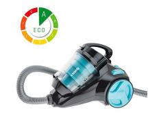 H.Koenig SLC85 Aspirapolvere a traino multiciclonico senza sacco classe A, 2,5L, Speciale per animali, Nero/Blu