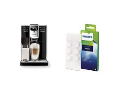 Philips Serie 5000 EP5360/10 Macchine da caffè Automatiche con Macine in Ceramica, Filtro AquaClean, Caraffa Latte Integrata, Nero & Accessori Caffè CA6704/10 Pastiglie rimuovi Grassi, 6 Pezzi
