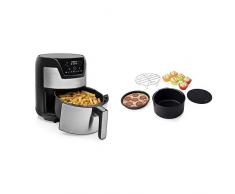 Princess Friggitrice Digitale Aerofryer XXL 182026, 1500 W, 4.5 Litri, Acciaio Inossidabile, Nero, Set di 10 accessori