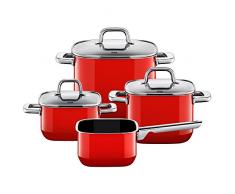 Silit Quadro Set di 4 Pentole in Silargan, Pentola per Arrosto, Pentole per Carne, Pentola per Salsa, Rosso