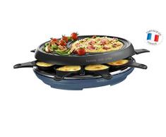 Tefal - Raclette Colormania 3 in 1 per raschietto, griglia e crêpe, rivestimento antiaderente Easy Plus, 8 coppette, compatibile con lavastoviglie 1050 W, colore: Blu acciaio RE310401