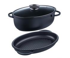 Stylen Cook C998339 - Rostiera grande Ovel, 28 cm, con coperchio in vetro e piastra in alluminio pressofuso, 8 litri