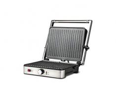 Girmi BS46 Bistecchiera Inox con Termostato, Piastre Petravera 30x24 cm, 2000W