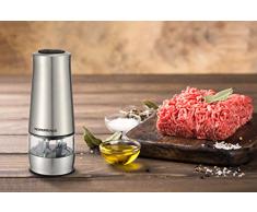 Nordmende Grindlux Sale e Pepe Elettrico, 2 Scomparti Separati, 2 Macine Indipendenti, Illuminazione a LED, Finitura in Acciaio, Plastica, Argento