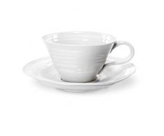 Portmeirion Home & Gifts CPW76807-X Tazza da tè e piattino, Porcellana, Bianco
