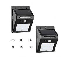 GRIFEMA DG1002-20, Luce Solare Esterno 20 LED, Lampade da Muro con Sensore di Movimento, 2 Pezzi