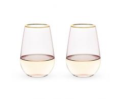 True Fabrication, set di calici da vino senza stelo, multicolore, taglia unica