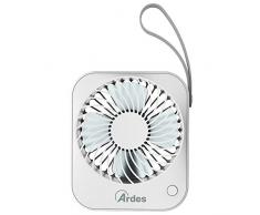 Ardes AR5F03BT TAURO Mini Ventilatore Portatile a Batteria on Presa USB, Maniglia Eco Pelle, Inclinazione Regolabile, Ventilatore Personale 4 Pale Diametro 10 cm