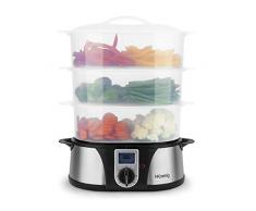 H.Koenig VAP12 Vaporiera, 12L, 3 contenitori removibili (riso, uova, salse), 1000W