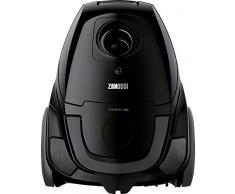 Zanussi 900258266 ZANCG21EB CompactGo Aspirapolvere, Indicatore Sacco Pieno, Maniglia da Trasporto, Ebony Black, 600 W, 1.24 Litri, 80 Decibel