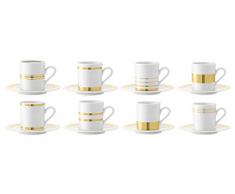LSA 5012548625978 Deko Tazzina da caffè con piattino set, 0,09 L, 8 pezzi, porcellana, Oro, 12 x 12 x 6,5 cm