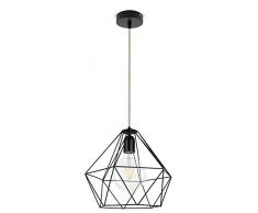 CD Cables-Lampada Sospensione Telaio Paralume Diamante XL a Filo Metallico Nero, Cavo Canvas Beige da 0,5 Metri