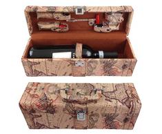 GMMH, Set da regalo con accessori per il vino, 6 pz, incl. cavatappi da sommelier, termometro, tappo, beccuccio, scatola in finta pelle, LN 16-9