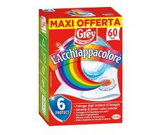 Grey LAcchiappacolore Fogli Cattura Colore Lavatrice Evita Incidenti Lavaggio, Foglietti Acchiappacolore e Anti-Sporco, Confezione 60 Fogli