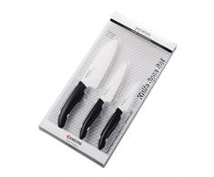 Kyocera FK-3PC BK GEN - Set di coltelli da regalo in ceramica e plastica, colore: Nero/Bianco