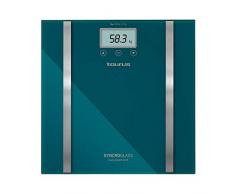 Taurus Syncro Glass - Bilancia da bagno digitale, con percentuale di grasso e acqua, design slim, 28 x 28 x 2 cm, vetro temperato resistente, max 180 kg/minimo 3 kg, kg/lb multicolore