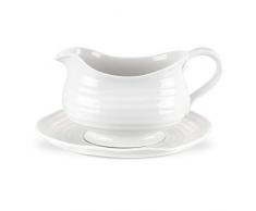 Portmeirion Home & Gifts CPW76512-X Salsiera con Supporto, Porcellana, Bianco