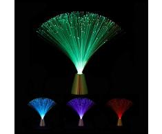 Relaxdays 10023771 Lampada a Fili in Fibra Ottica, Cambia Colore, LED dal Design Retrò, Effetti Luci Multicolore, 33 Cm, Colorata