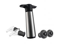 Vacu Vin Pompa Salvavino con 2 Tappi per Il Vuoto e 2 Server Vino / Versatori - Acciaio Inossidabile