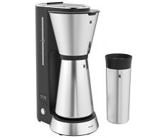 WMF Küchenminis Aroma Macchina da caffè con filtro e caraffa termica, 870 Watt, tazza termica da asporto, piccola macchina da caffè timer, Cromargan opaco