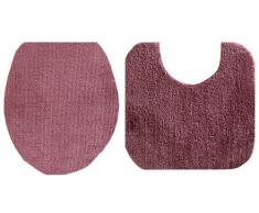 Pana 459200315 Set da bagno 2 pezzi: tappetino WC 50x50 cm e copri tavoletta WC 50x47 cm colore: Rosso rubino