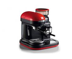 Ariete 1318 Macchina espresso con macinacaffè integrato Moderna, Per caffè in grani e in polvere, Cappuccinatore montalatte, Filtro 1 e 2 tazze, 1080 W, 800 cubic_centimeters, 15, Rosso/Nero