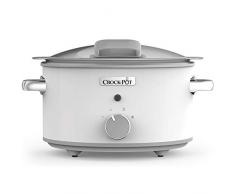 Crock-Pot Slow Cooker Pentola per Cottura Lenta, in DuraCeramic, Sauté per Cotture anche su Fuoco e Piastre, Coperchio con Cerniera, 4.5 l, Adatta Fino a 5 Persone, Bianco