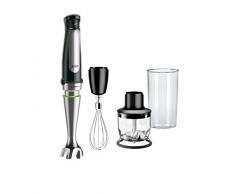 Braun MQ7025X MultiQuick 7 Minipimer Frullatore ad Immersione, Dotazione: frusta a filo in acciaio, mini-tritatutto da 350 ml e bicchiere graduato da 600 ml, Potenza 1000W, Tecnologia Tedesca