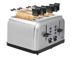 Princess Tostapane con Pinze per 4 Toast, 1750 W, Acciaio Inossidabile, Argento
