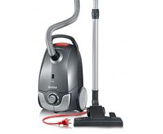 Severin BC 7055, Aspirapolvere a traino con sacco, Classe energetica A, Include bocchetta per parquet e set di 3 accessori, S´POWER snowwhiteXL, Grigio/Rosso