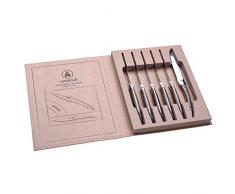 LAGUIOLE - Set di 6 Coltelli da Bistecca - Set di Coltelli da tavolai - Posate per pranzo o cena - acciaio inossidabile - marrone