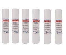 Filtri Acqua Italia Cartuccia Filtro a Sedimenti 10 Pollici Micron 20 per Osmosi Inversa Depuratore Acqua, Set 6 pezzi