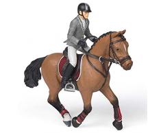 Papo- Competition Horse with Rider Statuetta, Multicolore, 51561