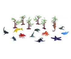 Wild Republic- Set Gioco Mondo Oceano, Piccolo, Secchio Mini Adventure Bucket, 10 cm, 18 Pezzi, Multicolore, 23152