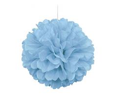 Unique Party 63201 - 40cm Pompon in Carta Velina Azzurro Decorazione per Feste