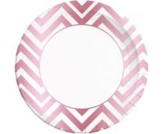 Procos- Piatti Carta Metallic 23 cm, Rose Gold Chevron, 8 Pezzi, Multicolore, PR89544
